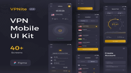 VPN Mobile UI Kit - Figma Resources