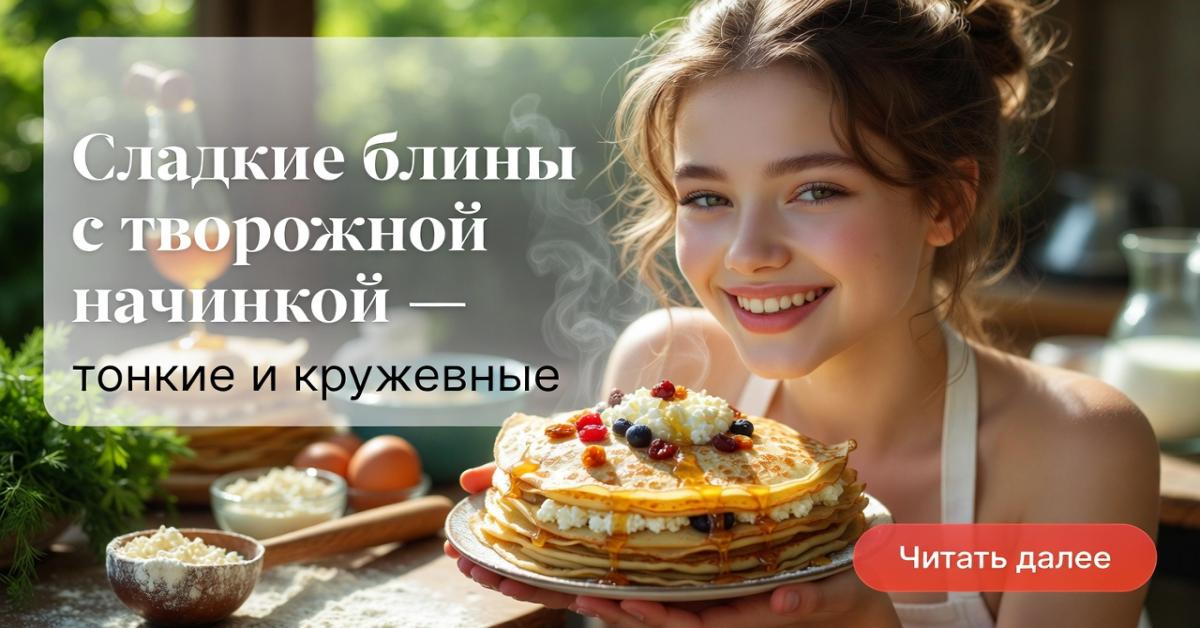 Сладкие блины с творожной начинкой — тонкие и кружевные, рецепт как у бабушки - Codeintra