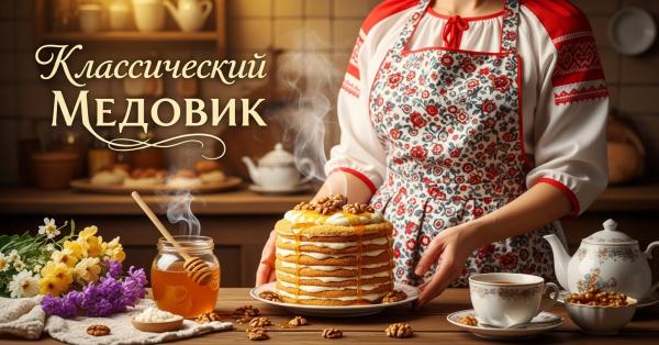 Медовик — классический слоёный медовый торт, рецепт как у бабушки